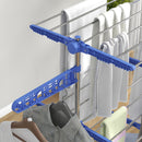 HOMCOM 3-Tier Large Clothes Airer Stainless Steel Clothes Drying Rack - Blue/Grey