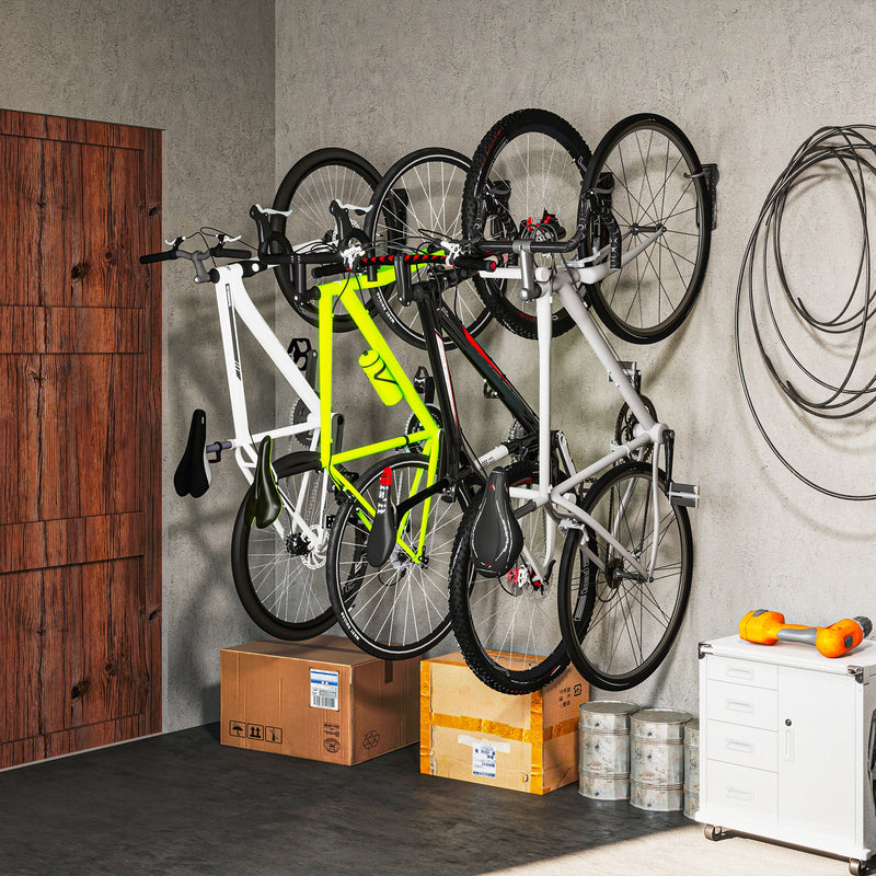 SPORTNOW 4 Pack Bike Rack, Wall Mounted Bike Hooks for Garage