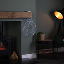 49cm Battery Powered Light up Christmas Silver Star Ball with Twinkling White LEDs