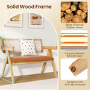 Rubber Wood Dining Bench with Armrest and Sherpa Upholstered Backrest