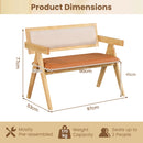 Rubber Wood Dining Bench with Armrest and Sherpa Upholstered Backrest