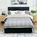 HOMCOM Double Bed Frame with Storage and Adjustable Velvet Headboard