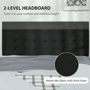 HOMCOM Double Bed Frame with Storage and Adjustable Velvet Headboard