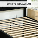 HOMCOM Double Bed Frame with Storage and Adjustable Velvet Headboard