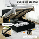 HOMCOM Double Bed Frame with Storage and Adjustable Velvet Headboard