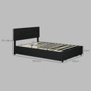 HOMCOM Double Bed Frame with Storage and Adjustable Velvet Headboard