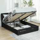 HOMCOM Double Bed Frame with Storage and Adjustable Velvet Headboard