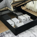 HOMCOM Double Bed Frame with Storage and Adjustable Velvet Headboard