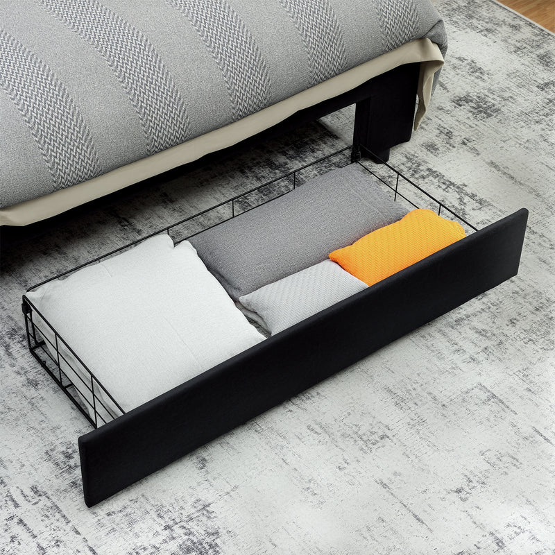 HOMCOM Double Bed Frame with Storage and Adjustable Velvet Headboard