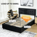 HOMCOM Double Bed Frame with Storage and Adjustable Velvet Headboard