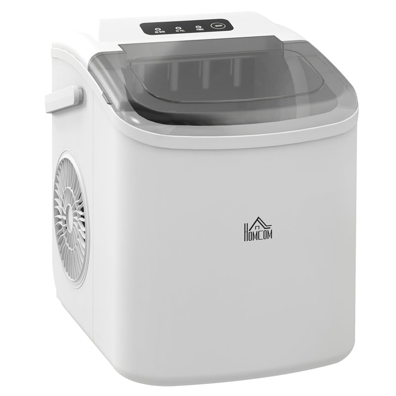HOMCOM Ice Maker w/ Ice Basket 12Kg in 24 Hrs 9 Cubes Ready in 6-12Mins White