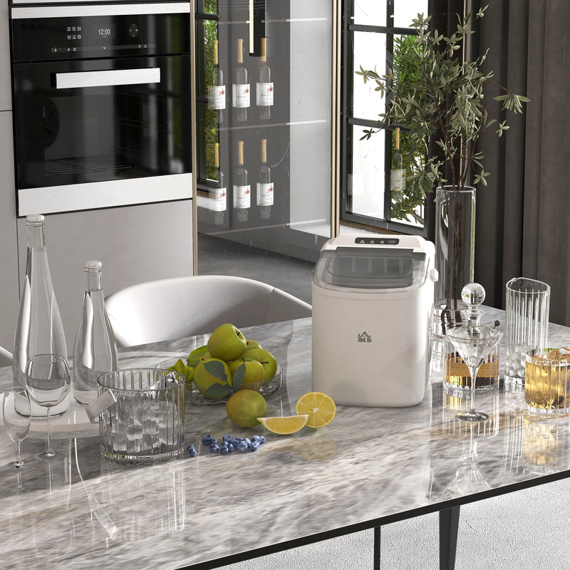HOMCOM Ice Maker w/ Ice Basket 12Kg in 24 Hrs 9 Cubes Ready in 6-12Mins White