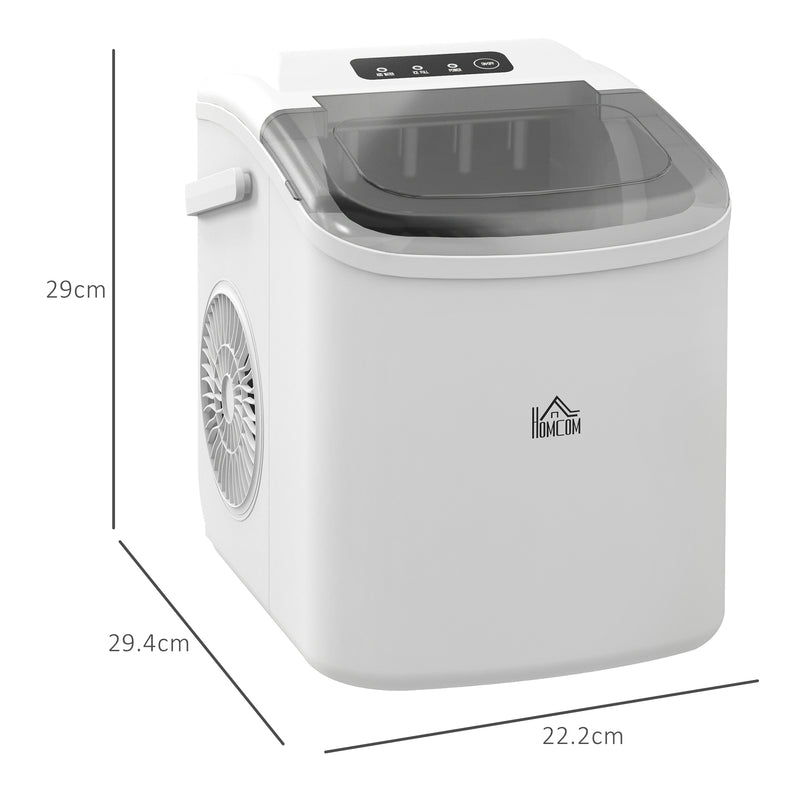 HOMCOM Ice Maker w/ Ice Basket 12Kg in 24 Hrs 9 Cubes Ready in 6-12Mins White
