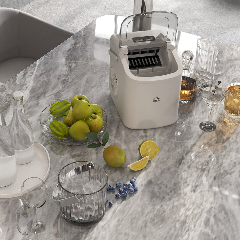 HOMCOM Ice Maker w/ Ice Basket 12Kg in 24 Hrs 9 Cubes Ready in 6-12Mins White