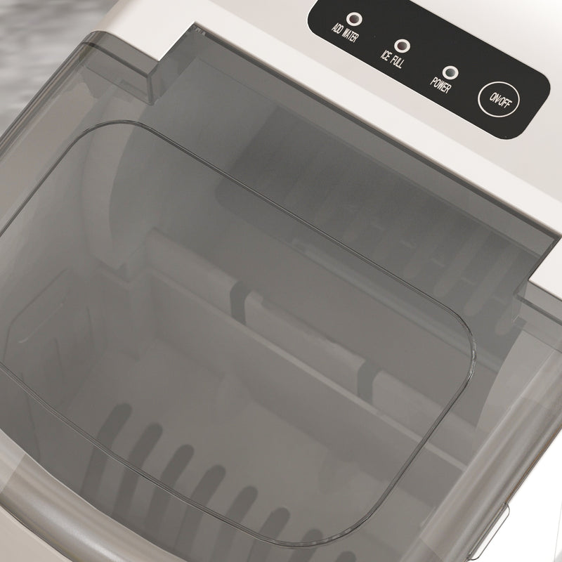 HOMCOM Ice Maker w/ Ice Basket 12Kg in 24 Hrs 9 Cubes Ready in 6-12Mins White