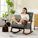 HOMCOM Modern High Back Rocking Chair With Solid Wood Legs, Grey