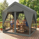 Outsunny 3 X 3 M Outdoor Patio Gazebo With Netting And Curtains, Dark Grey