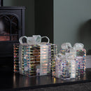 30cm Set of 3 Battery Operated Light up Star Shimmer Christmas Parcels with 90 Warm White LEDs