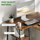 HOMCOM Computer Table Wor Desk with Shelves & Steel Frame, Rustic Brown