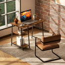 HOMCOM Computer Table Wor Desk with Shelves & Steel Frame, Rustic Brown