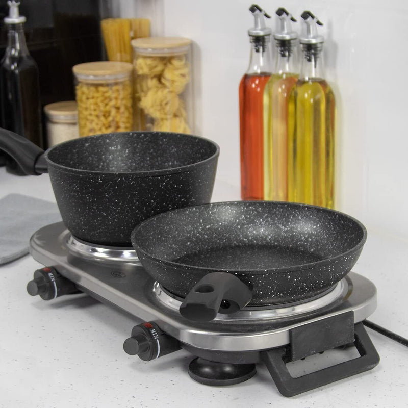 Quest Double Hot Plate Ceramic Infrared - Black & Grey