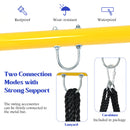 Saucer Swing Set with Metal Frame and Ground Nails for Garden Park-Blue &amp;amp; Yellow