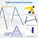 Saucer Swing Set with Metal Frame and Ground Nails for Garden Park-Blue &amp;amp; Yellow