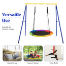 Saucer Swing Set with Metal Frame and Ground Nails for Garden Park-Blue &amp;amp; Yellow