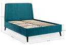 Frida Curved Velvet 150cm King Bed - Teal