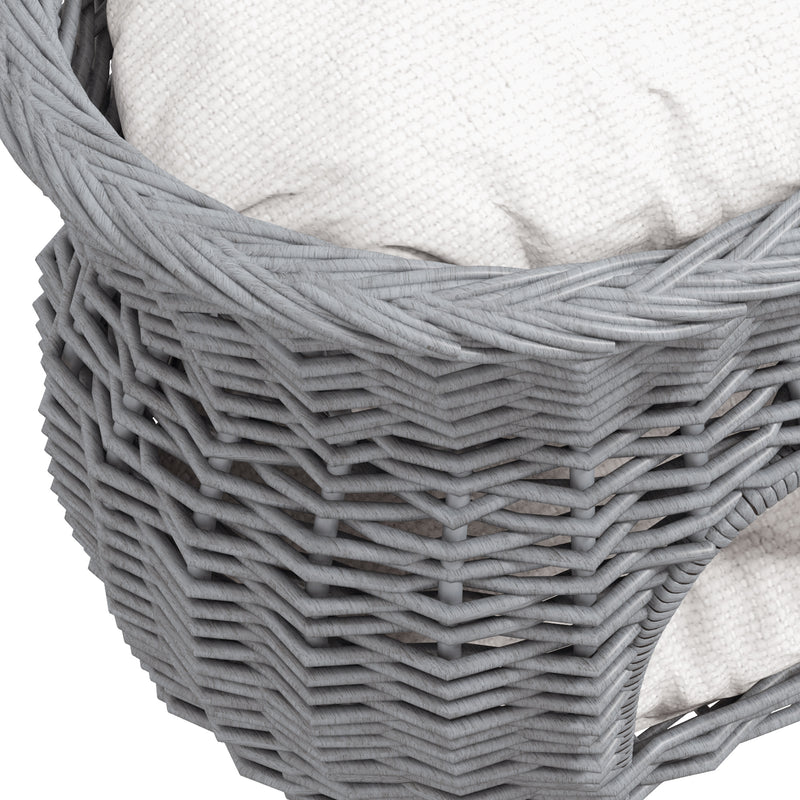 PawHut 2-Tier Elevated Pet Cushion Bed Basket Willow Cat Tree House Condo Kennel