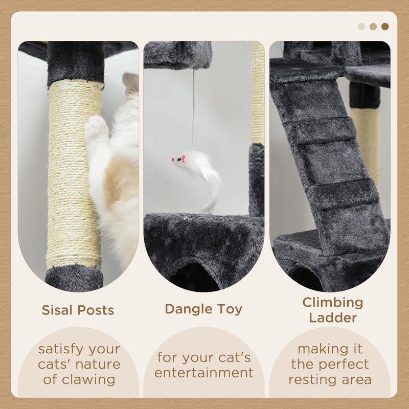 PawHut Cat Tree Scratcher Activity Centre, Condo Scratching Post Toy Bed