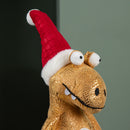 70cm Tall Gold Plush Santa-Saurus Dino Standing Christmas Decoration with Santa Hat