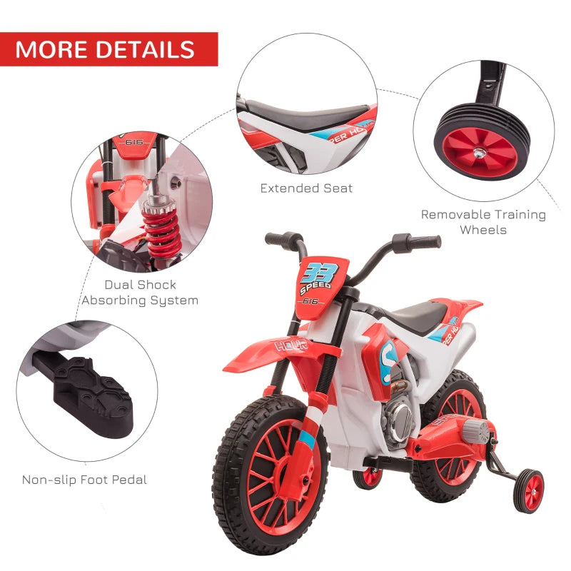 HOMCOM 12V Kids Electric Motorcycle Ride- for Ages 3-6 Years - Red