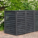 2.15m x 1.16m Outdoor Wooden Garden Triple Wheelie Bin Store Storage for 3 Bins in Dark Grey