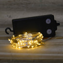 50 LED 2.5m Premier MicroBrights Indoor Outdoor Christmas Multi Function Battery Operated Lights with Timer on Pin Wire in Warm White