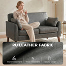 HOMCOM 2 Seater Sofa, 132 cm Modern Small Sofa with Solid Wood Legs, Grey