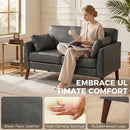 HOMCOM 2 Seater Sofa, 132 cm Modern Small Sofa with Solid Wood Legs, Grey