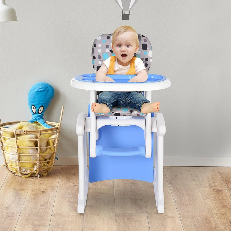 HOMCOM HDPE 3-in-1 Baby Booster High Chair Blue