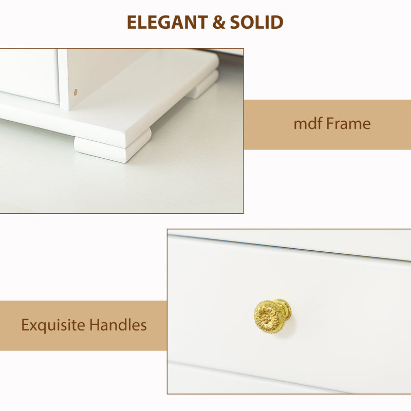 HOMCOM 4-Tier Large Jewellery Box with Mirror and 2 Drawers, White