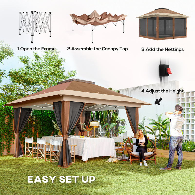 Outsunny 3.6 x 3.6m Pop Up Gazebo with Netting and Wheeled Bag