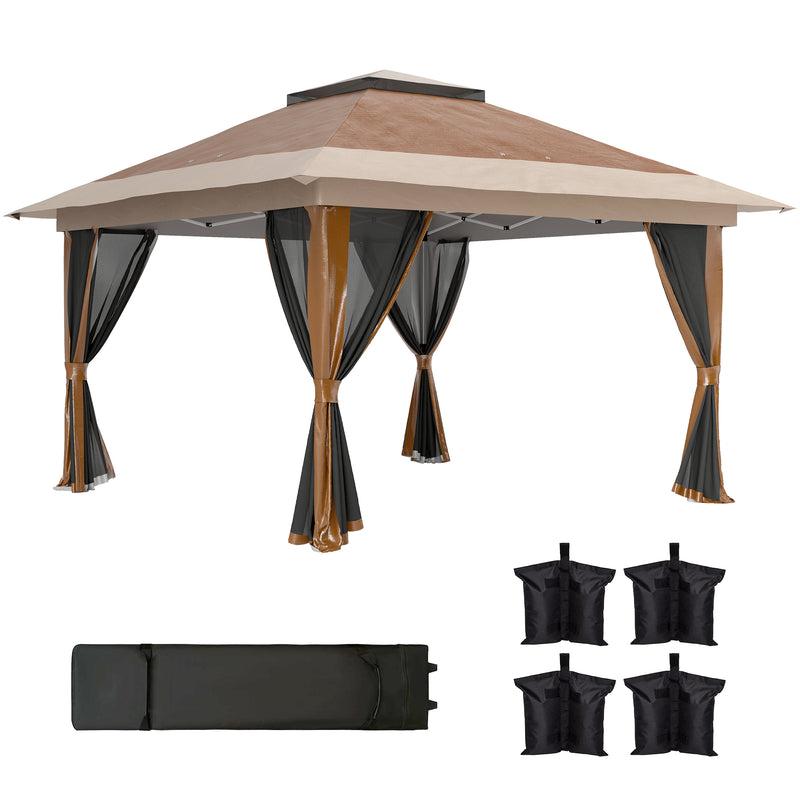 Outsunny 3.6 x 3.6m Pop Up Gazebo with Netting and Wheeled Bag