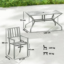 Outsunny 7 Pieces Patio Dining Set With Umbrella Hole For Garden, Light Grey