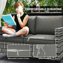 Outsunny Rattan Sofa With Cushions, 2 Seater Garden Furniture