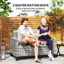 Outsunny Rattan Sofa With Cushions, 2 Seater Garden Furniture