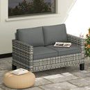 Outsunny Rattan Sofa With Cushions, 2 Seater Garden Furniture