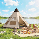Outsunny 6-7 Person Large Family Party Camping Tent W/ Carrying Bag, Khaki