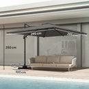 Outsunny 3 X 3 M Cantilever Parasol, Square Patio Umbrella With Crank Handle