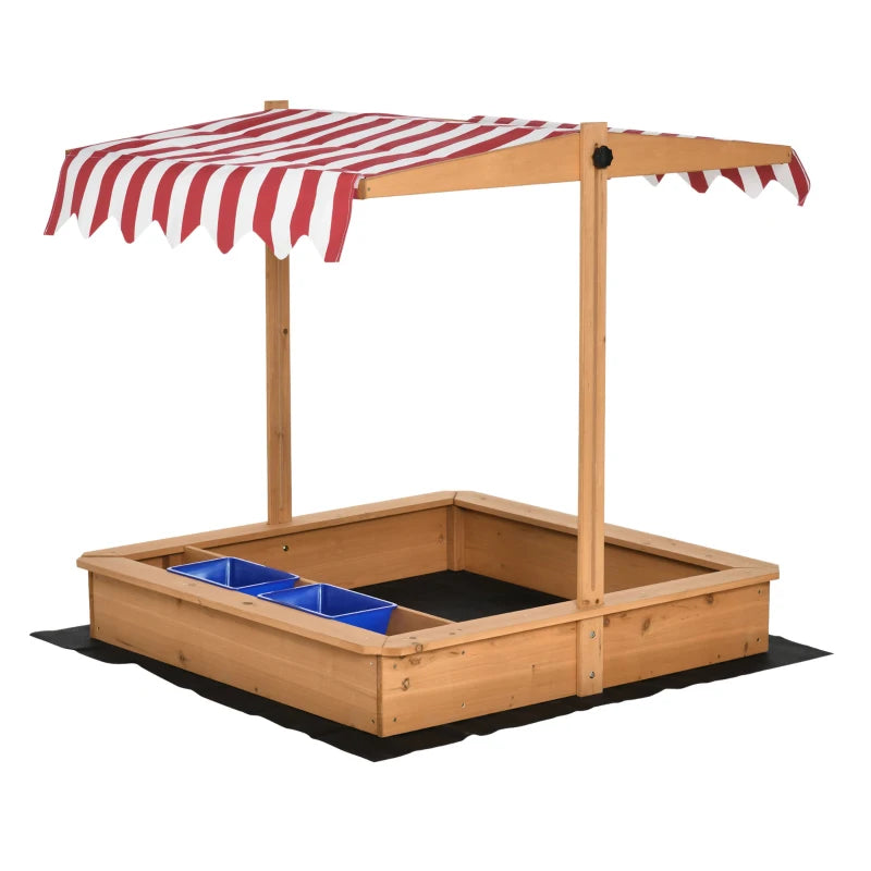 Outsunny Children's  Wooden Sandbox with  Cover - wood
