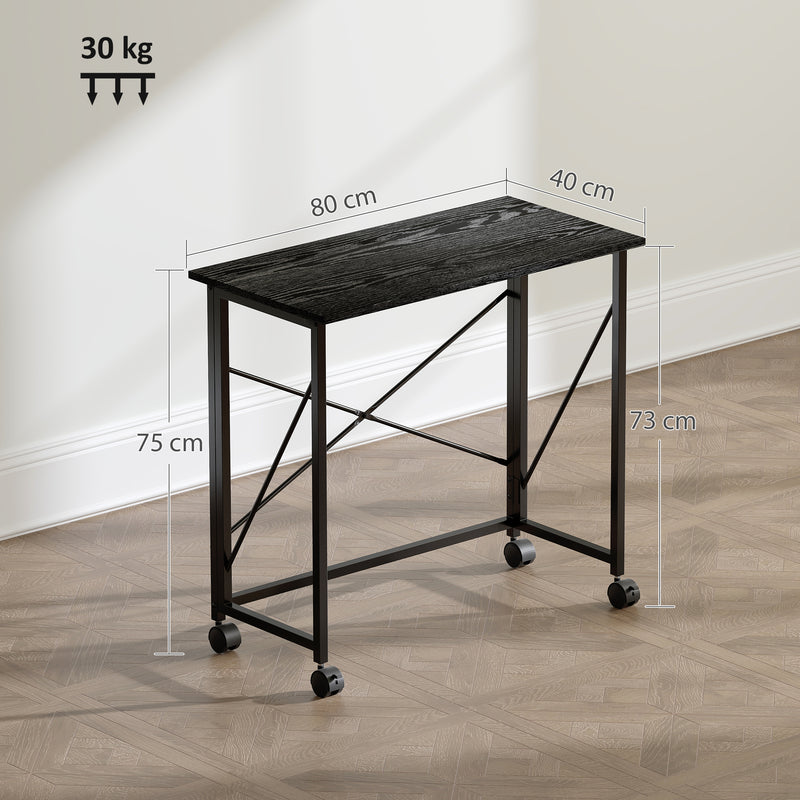 HOMCOM Folding Desk on Wheels, Writing Table for Home Office