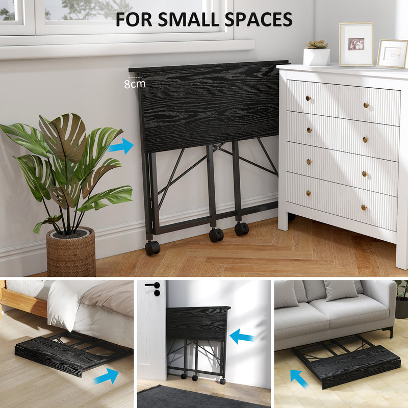 HOMCOM Folding Desk on Wheels, Writing Table for Home Office
